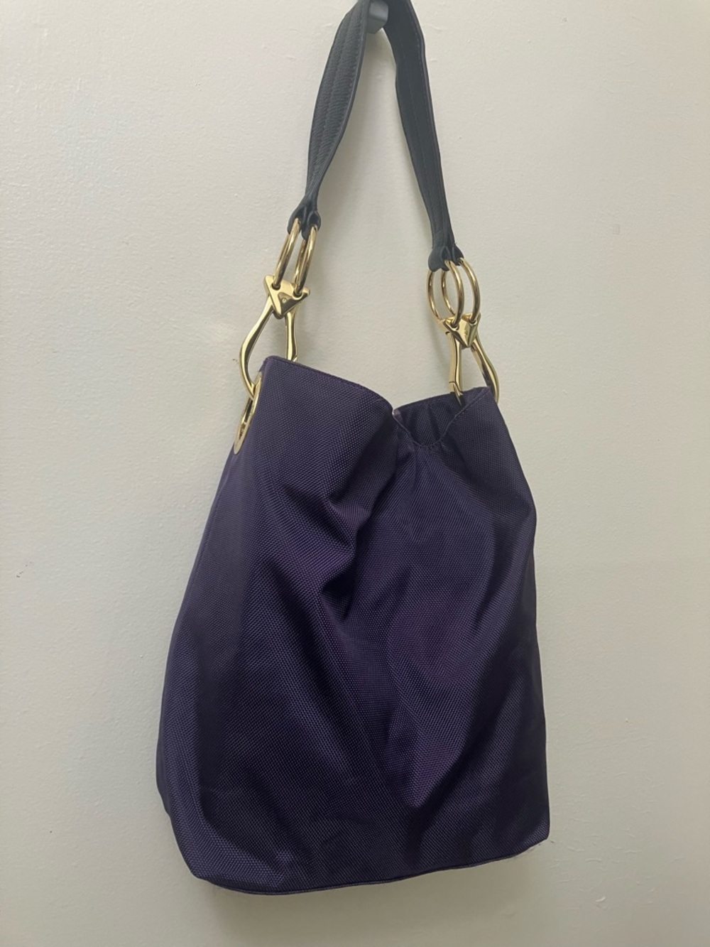JPK Paris 75 Dark Purple Shoulder Tote Bag with Gold Hardware